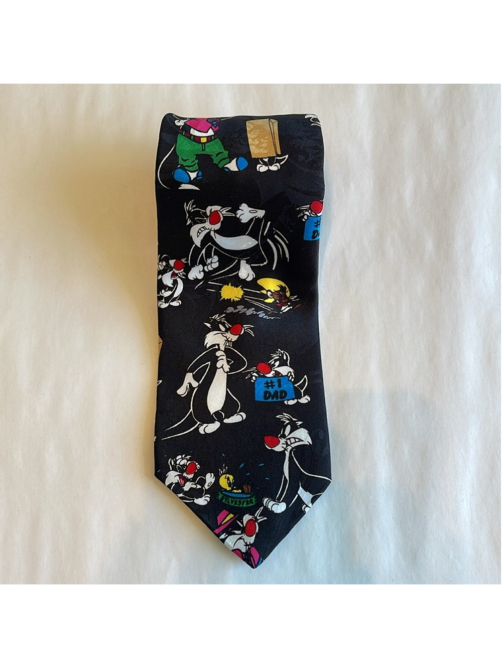 Vintage 1993 Warner Bro Studios Looney Tunes Graphic Tie #1 Dad Tweety Sylvester